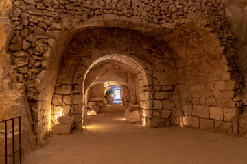 Cave of the coffins at Bet She'arim in Kiryat Tivon, Israel catacombs with sarcophagi
