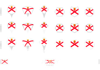 Collection of the Jersey flag in different shapes and with three different effects.