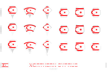 Collection of the Northern Cyprus flag in different shapes and with three different effects.