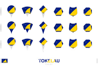 Collection of the Tokelau flag in different shapes and with three different effects.