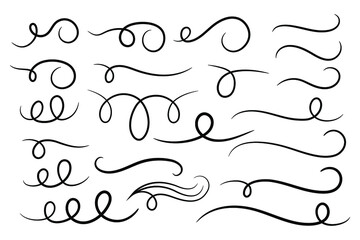 Obraz premium Swirl ornament stroke. Ornamental curls, swirls divider and filigree ornaments vector illustration set