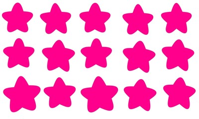 Star icons set, various five stars isolated pink