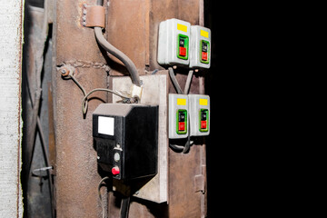 Automatic old electrical box with start buttons control panel