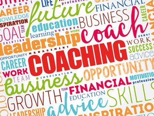 COACHING word cloud collage, business concept background