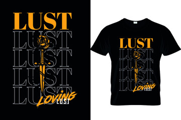 Typography lust rose and knife/sword t-shirt design valentine 2022