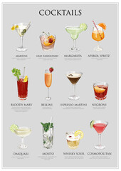 Collection of cocktails illustration