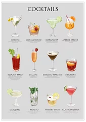 Foto op Plexiglas Collection of cocktails illustration © Joanne