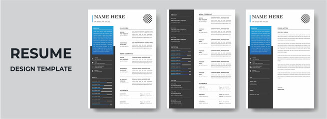 Clean Modern Resume and Cover Letter Layout Vector Template for Business Job Applications, Minimalist resume cv template, Resume design template, cv design, multipurpose resume design