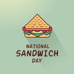 Half of the sandwich illustration retro style with long shadow. National Sandwich Day.