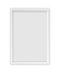 White picture frame icon. Realistic sticker with frame for banner, photo and poster. Design element for mockups, websites and stores. Cartoon 3D vector illustration isolated on white background.