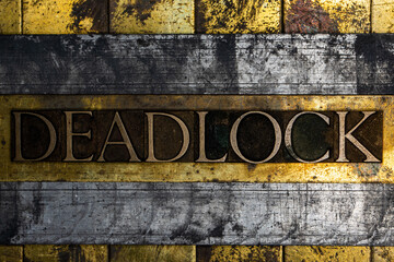 Deadlock text on textured grunge copper and vintage gold background