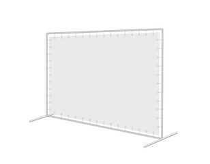 Vector realistic blank press wall. Mobile Exhibition stand or banner with ropes. Mock-up. Rectangular horizontal template with copy-space for branding advertising, conferences, shows. Side view. EPS10