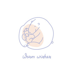Winter vector illustration. A bear with a bear cub. Blue and Pink. Suitable for cards, Christmas cards, invitations, greetings and others