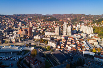 Uzice, Aerial view panorama of City in Serbia