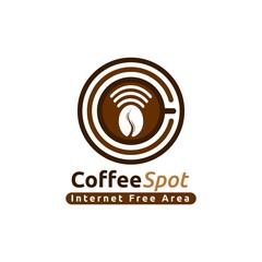 Coffee Cup With WiFi Hotspot Logo. Template design for coffee shop, restaurant, or bar. Unique, premium, and luxury vector illustration