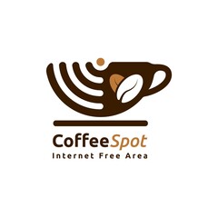 Coffee Cup With WiFi Hotspot Logo. Template design for coffee shop, restaurant, or bar. Unique, premium, and luxury vector illustration