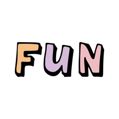 Cute vector color lettering, fun clipart. Hand drawn doodle illustration.