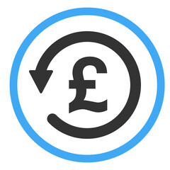 Chargeback pound icon symbol, return gbp money isolated on white background
