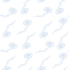 Grey flowers on white seamless pattern art design stock vector illustration for web, for print, for fabric print