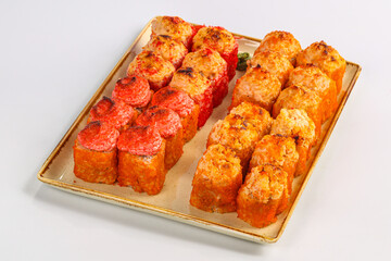Baked japanese traditional sushi roll