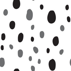 Polka dots seamless pattern. Hand drawn doodle circles monochrome texture background. Random spots.