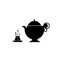The teapot and cup icon. Tea symbol.
