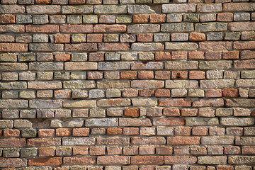 Background of old vintage dirty brick wall