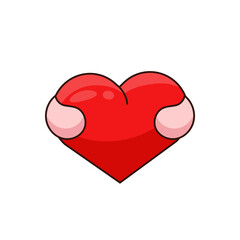 Cartoon hands holding heart. Vector Illustration Isolated On white Background