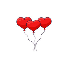 Fototapeta na wymiar Cartoon heart ballons. Vector Illustration Isolated On white Background