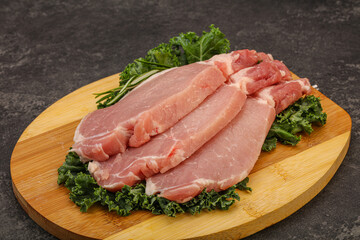 Raw pork steak for cooking