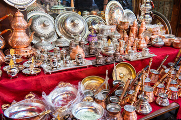 Coppersmith Bazaar of Gaziantep (Turkish: Bakircilar Carsisi). Handmade copper products and shopping center. Historical coppersmith shopping center..