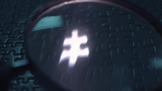 Mystery Puzzle Piece Under Magnifying Glass