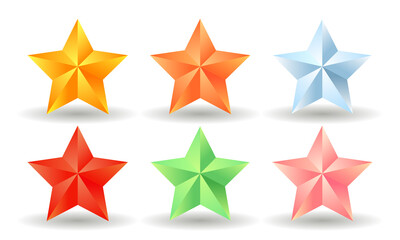 Obraz premium Bright colorful cartoon Xmas stars. Vector Christmas decoration isolated on white background. Merry Christmas and Happy New Year.