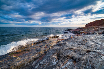 Shoreline ate dusk somewhere in the Gaspesie peninsula, Quebec, Canada