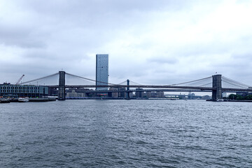 Panoramic view of Manhattan Bridge, New York City.