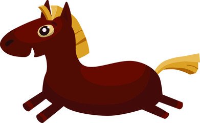  Happy smiling running horse cartoon isolated on white