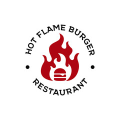 Hot Flame Burning Burger Logo Template