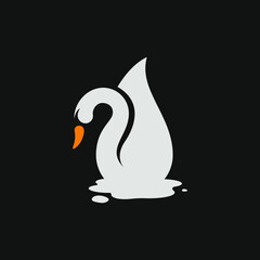 Elegant Swan with Brush and Paint Logo Creative