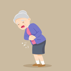 Senior woman suffering Stomachache