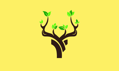 Logo Deer Antlers with Tree