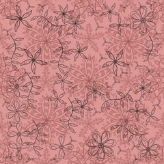 pattern with interesting doodles on colorfil background. Vector illustration.