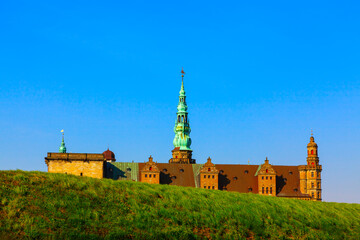 Kronborg magnificent renaissance castle in Helsingor Denmark . 16th-century castle in Denmark . Danish royal history 