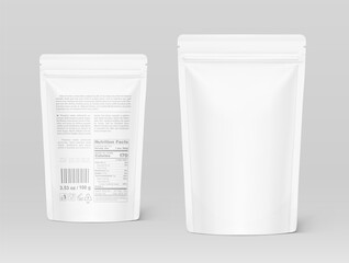 Pouch bags mockup. Vector illustration. Front and back perspective views. Can be use for template your design, presentation, promo, ad. EPS10.