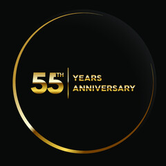 55 years anniversary, vector design for anniversary celebration with gold color on black background, simple and luxury design. logo vector template