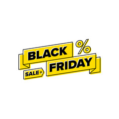 Black friday icon, black sale discount, yellow sale title with black. modern sale stamp. 