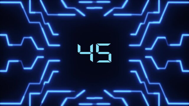 Numbers 0-100 Animated For Intro, Blue Tone Background Futuristic Effect. Loading Transfer One Hundred To Zero Download Animation. Stylish Scientific Glowing Numeral Counter