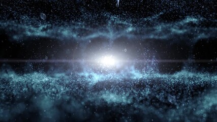 glowing binary numbers zero and one moving fast in dark details with dots and lines cyberspace digital technology background animation.