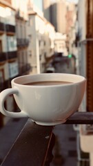 cup of coffee on balcony
