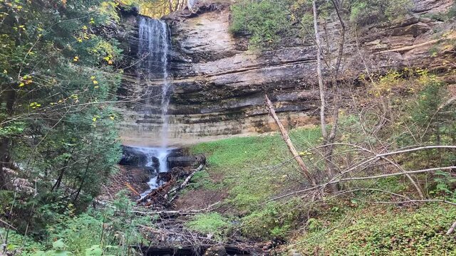 Munising Falls waterfall in Pictured Rocks National Lakeshore in Michigan