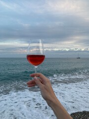 glass wine in the hand